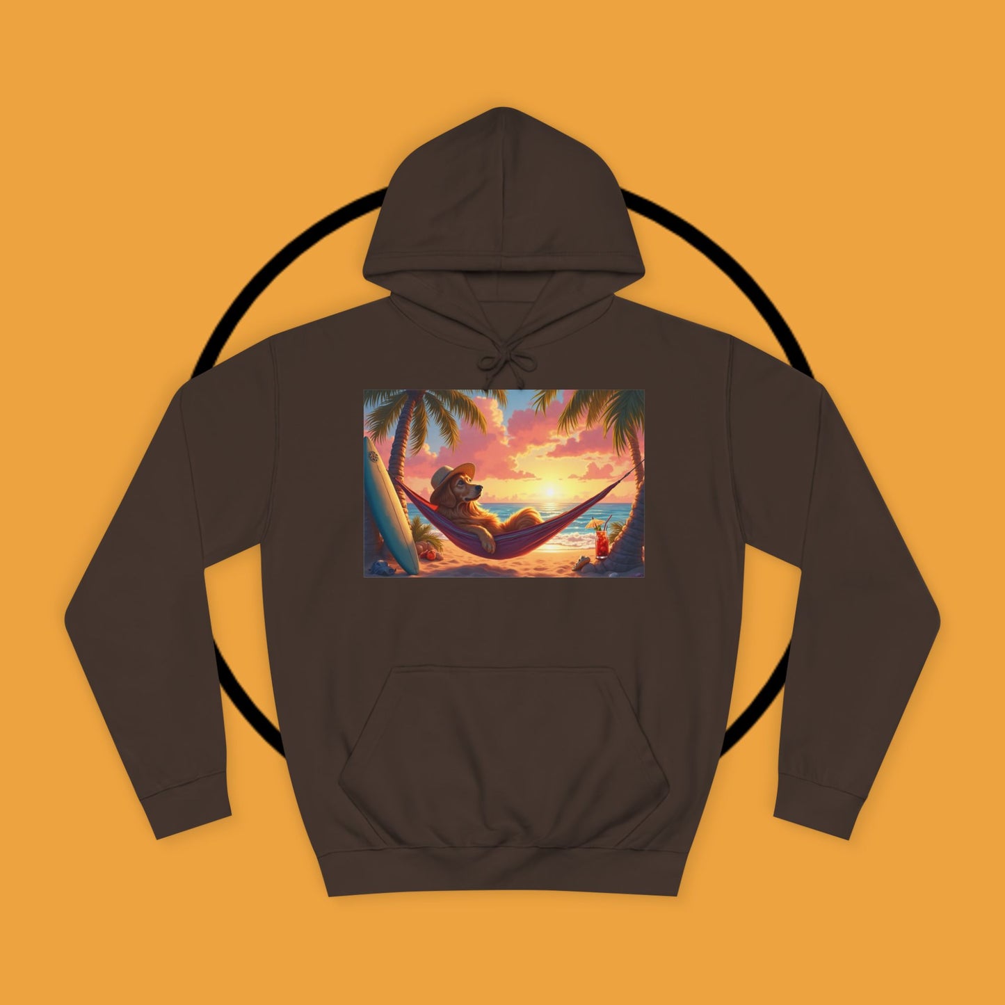 Beachside Bliss Golden Retriever Hammock Hoodie - Unisex Hoodies