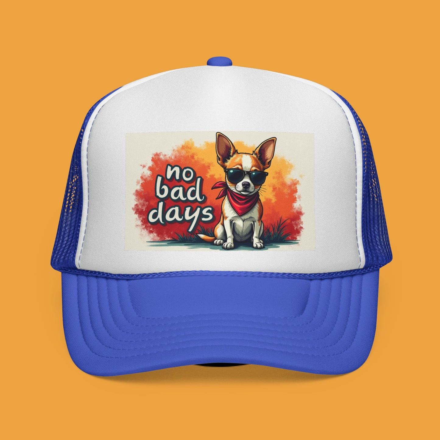 No Bad Days Chihuahua Trucker Hat - Cool Dog Sunglasses Cap | Positive Vibes Mesh Baseball Hat for Dog Lovers