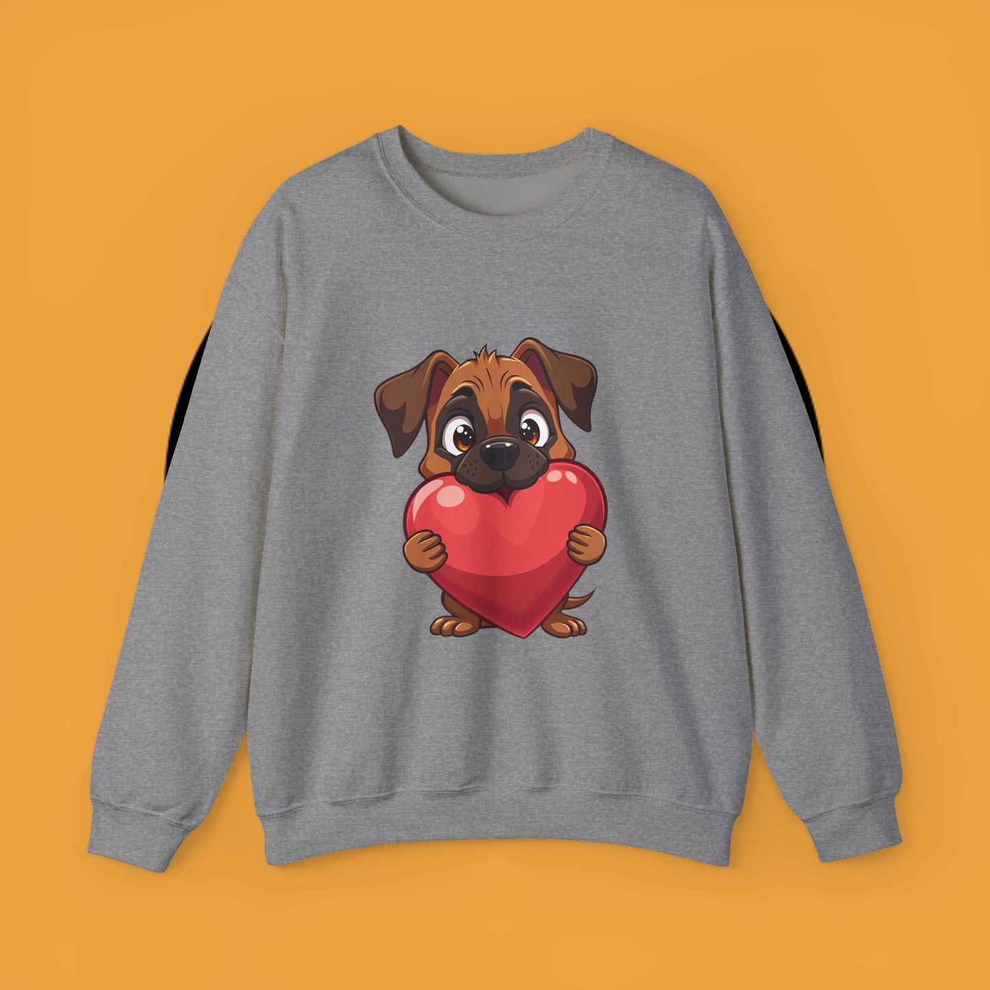 Adorable Puppy Love Heart Crewneck Sweatshirt - Perfect Gift for Dog Lovers