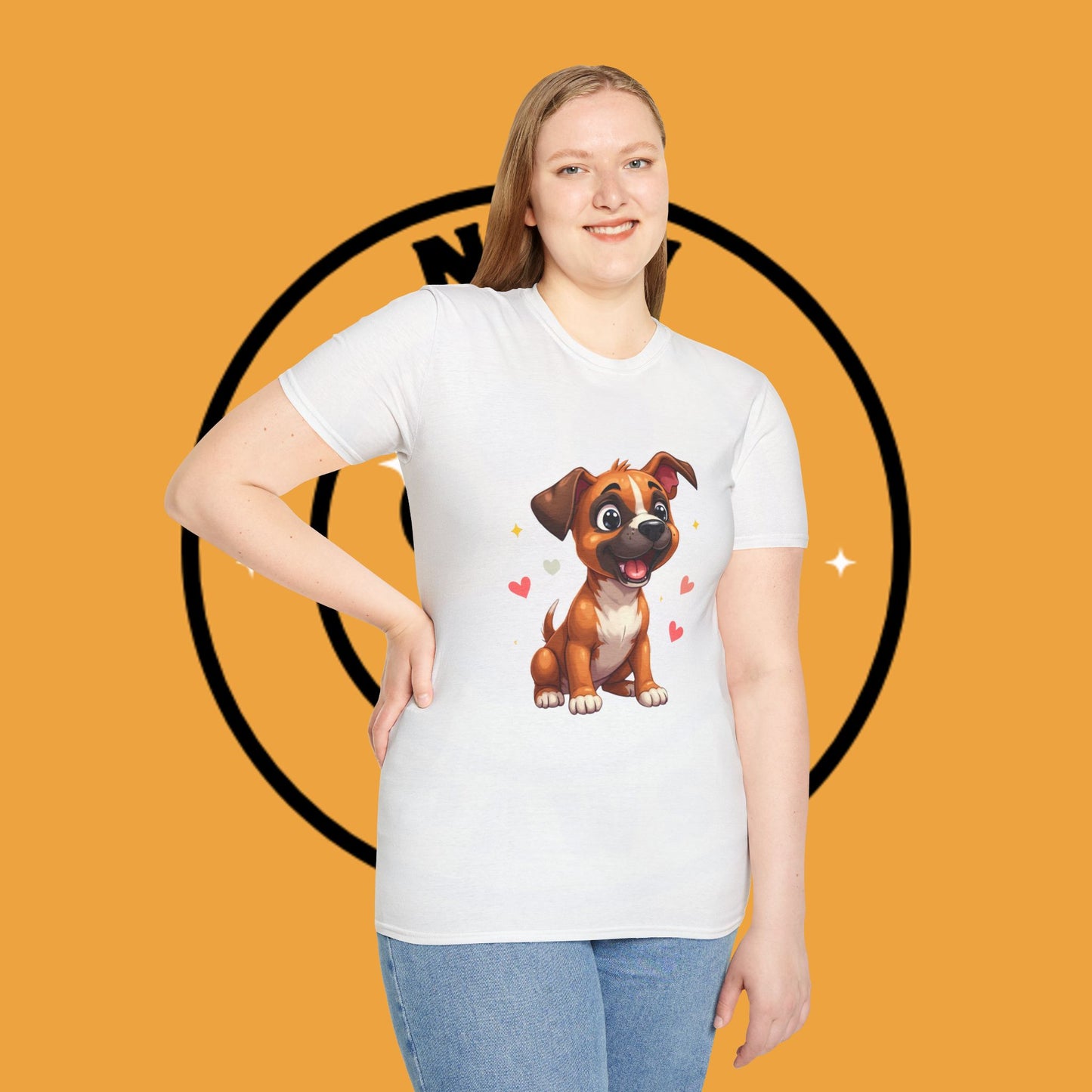 Cute Boxer Puppy Love T-Shirt - Happy Dog Heart Design Tee for Dog Lovers
