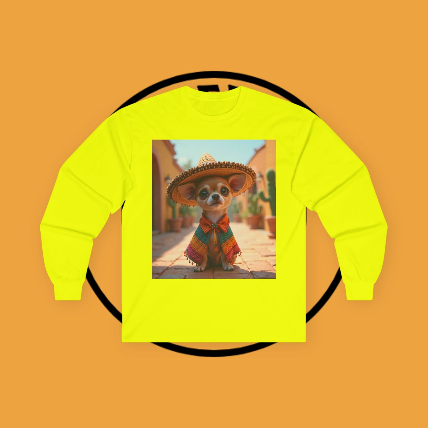 Mariachi Chihuahua Long Sleeve Tee - Authentic Mexican Fiesta Design