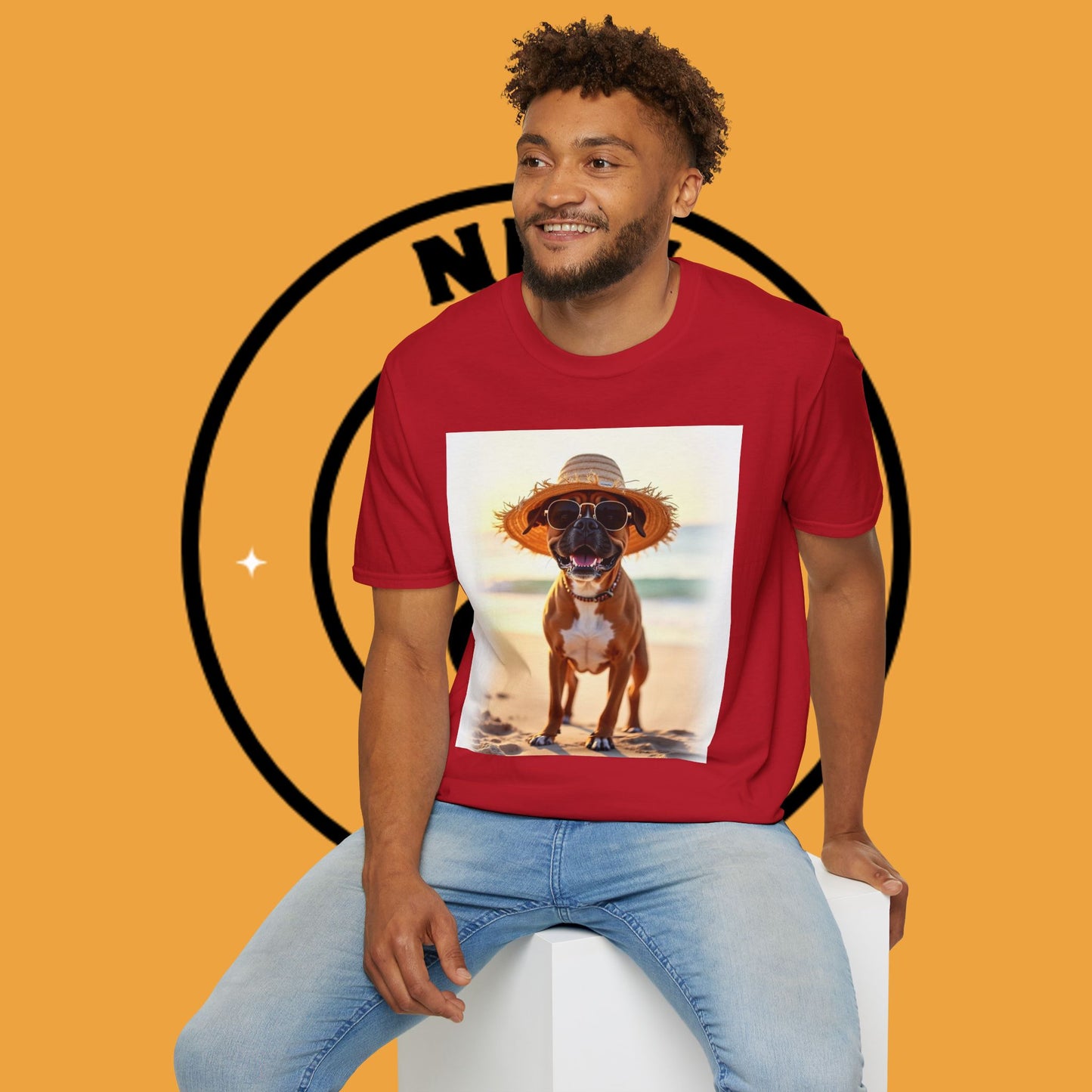 "Vacation Boxer Beach Vibes" Premium Summer T-Shirt / Beach Boxer Dog T-Shirt - Vacation Vibes Summer Pup Tee