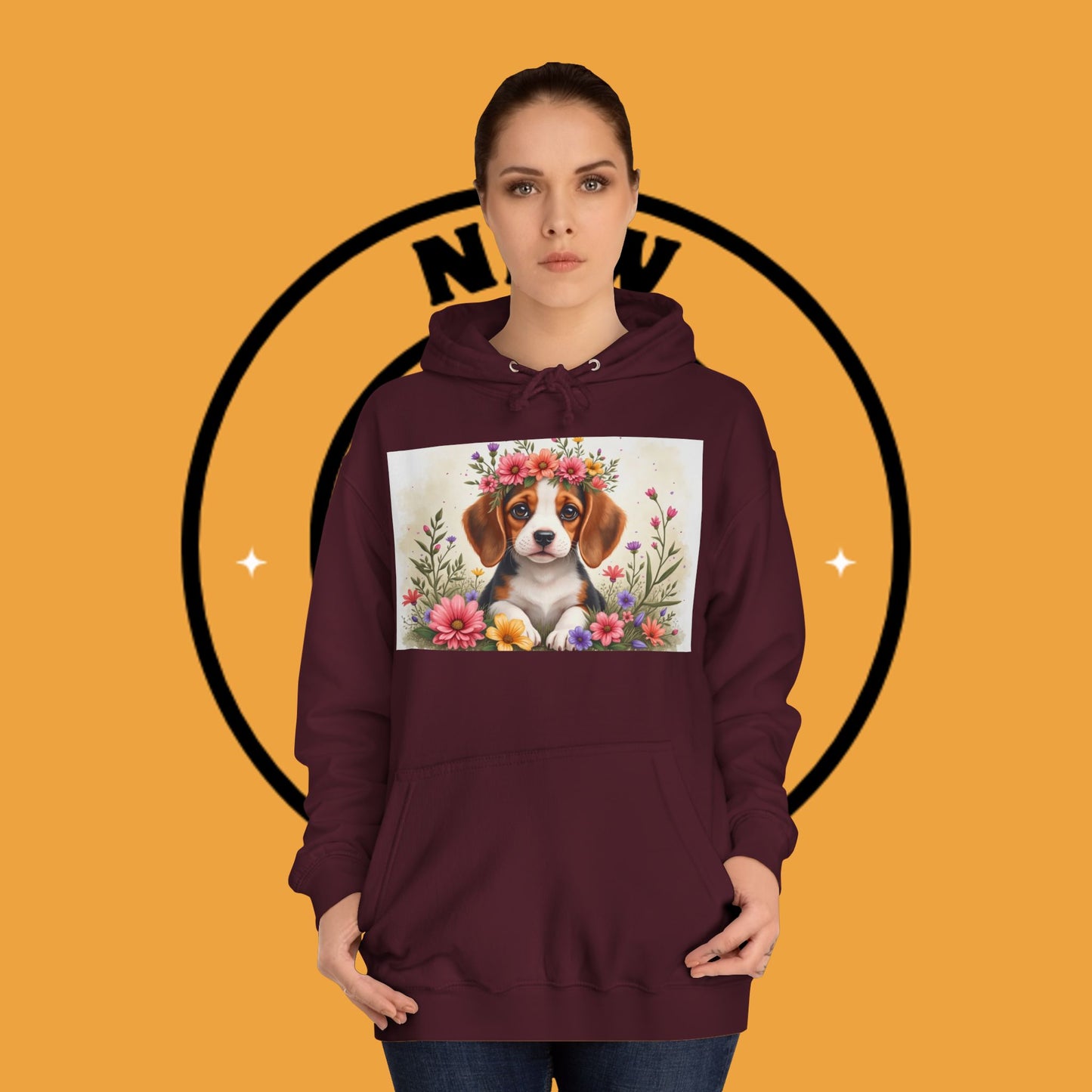 ๐ธ Enchanted Garden Beagle Hoodie - Where Cuteness Blooms! ๐ถ - Unisex Hoodie