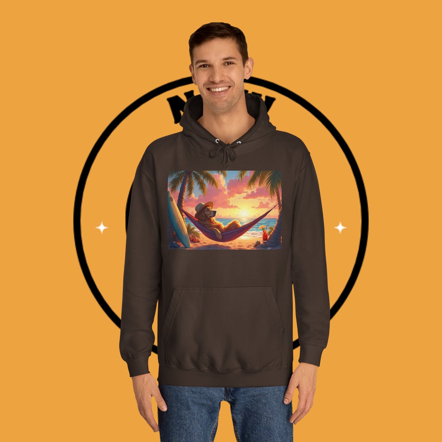 Beachside Bliss Golden Retriever Hammock Hoodie - Unisex Hoodies