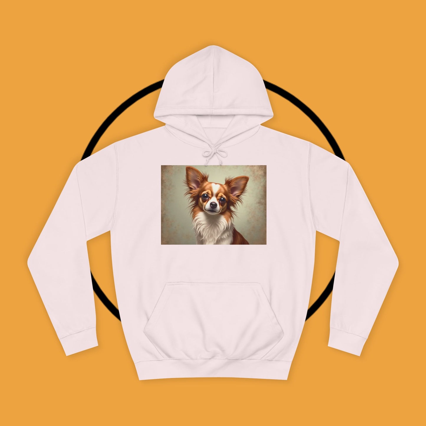 "Long Haired Chihuahua Portrait Hoodie | Elegant Pet Art | Classic Dog Painting Style | Beautiful Chihuahua Gift"