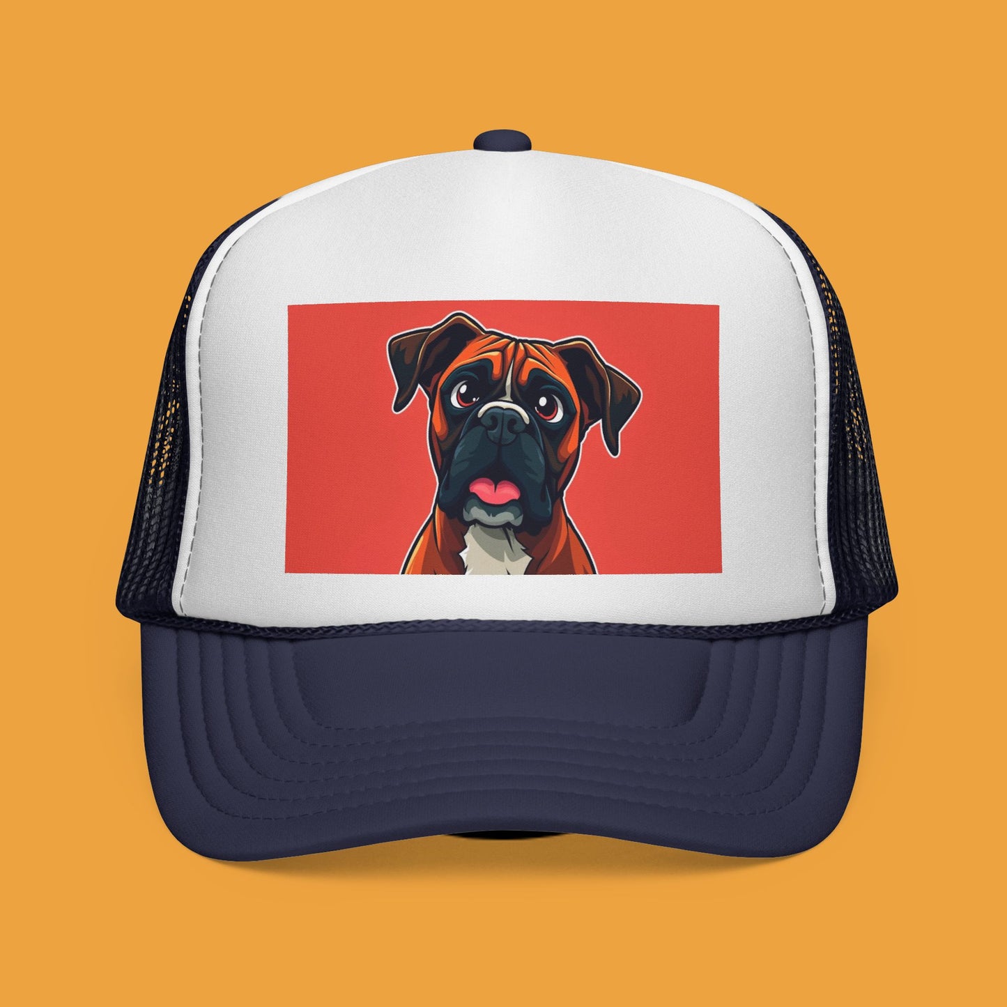 Boxer Dog Trucker Hat - Vintage Pet Portrait Cap | Adjustable Snapback Mesh Hat for Dog Lovers | Premium Quality Animal Art Headwear