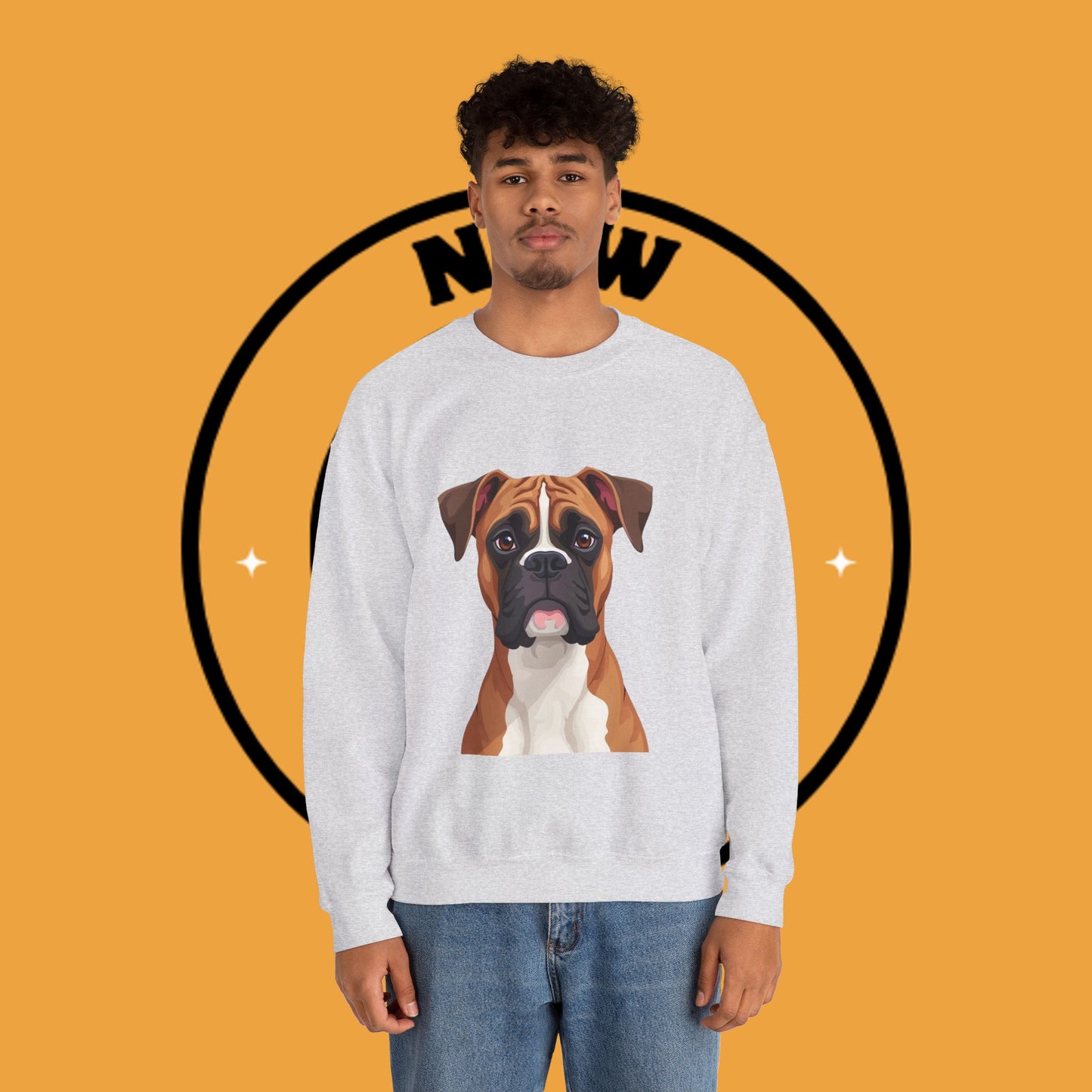 Classic Boxer Dog Portrait Crewneck Sweatshirt | Elegant Dog Lover Gift | Minimalist Boxer Art