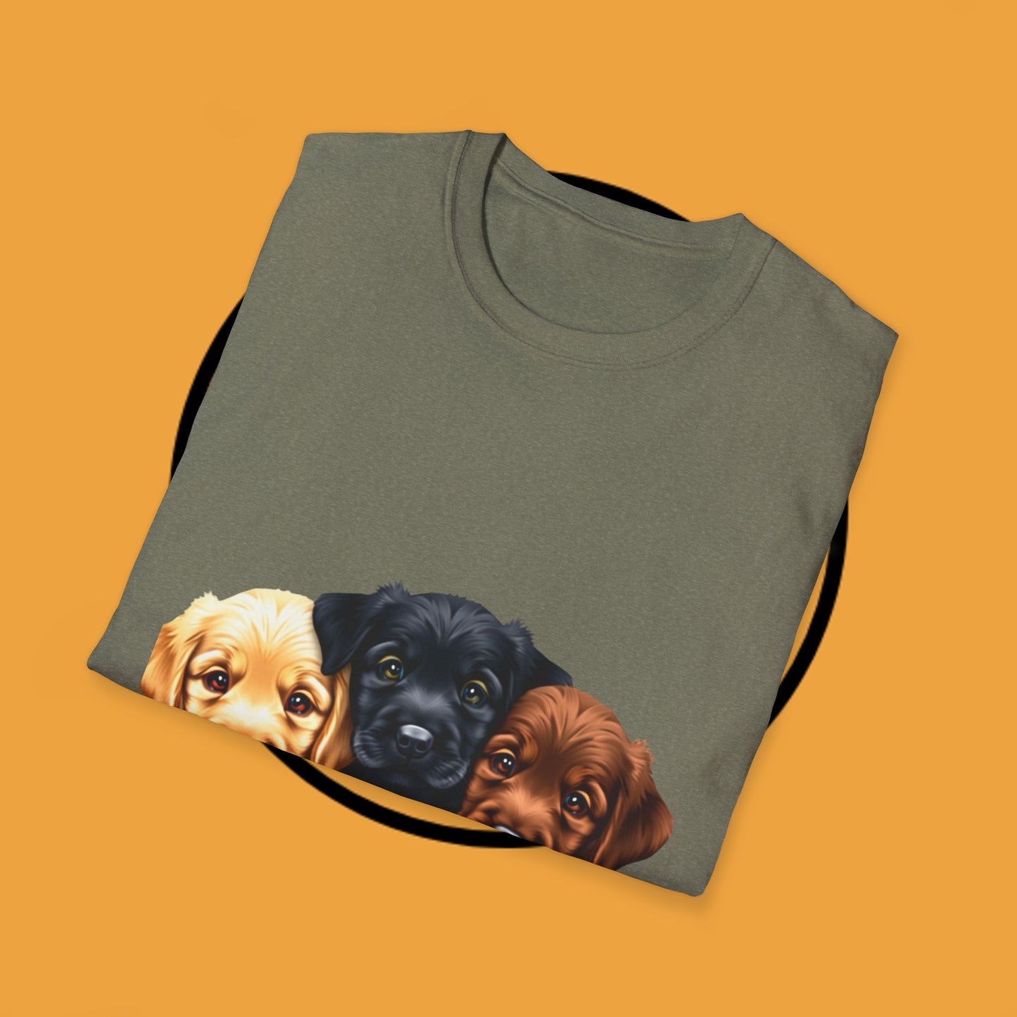 3 Adorable Retrievers Puppys - Dog - Unisex T-Shirt Design "Retriever Squad ๐พ | Trio of Cuteness T-Shirt for Dog Devotees"