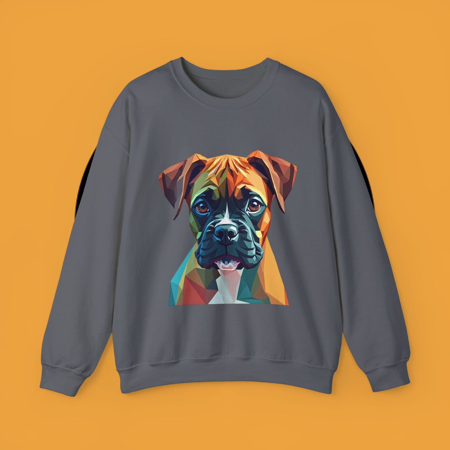 Geometric Boxer Dog Crewneck Sweatshirt - Polygon Art Pet Portrait - Modern Design Lover Gift