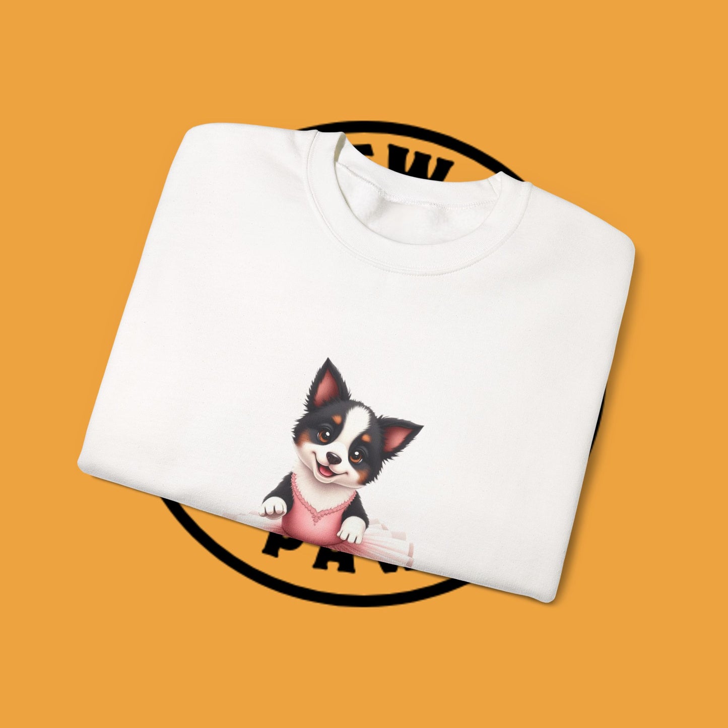 Cute Ballet Dog Crewneck Sweatshirt - Dancing Puppy in Pink Tutu Design | Kawaii Animal Lover Gift
