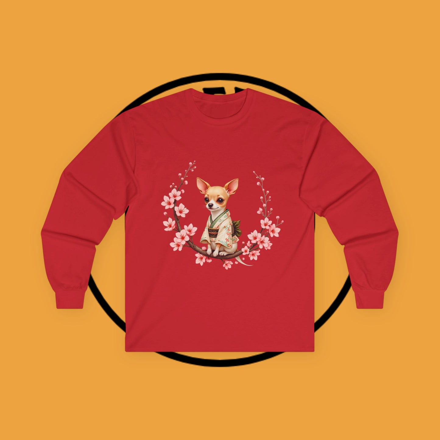 ๐ธ Sakura Chihuahua Kimono Long Sleeve Tee - Japanese Cherry Blossom Design