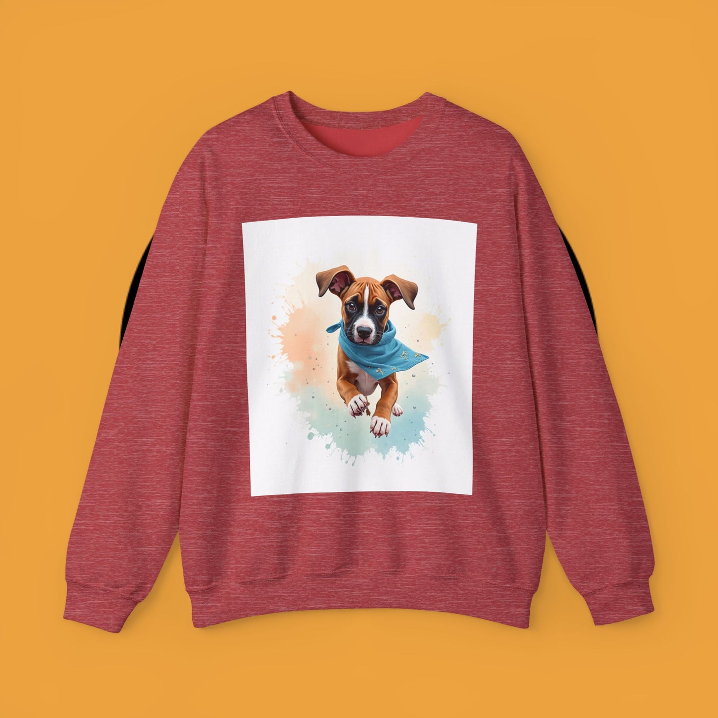 Watercolor Puppy Bandana Crewneck Sweatshirt - Artistic Dog Portrait - Unique Pet Lover Gift