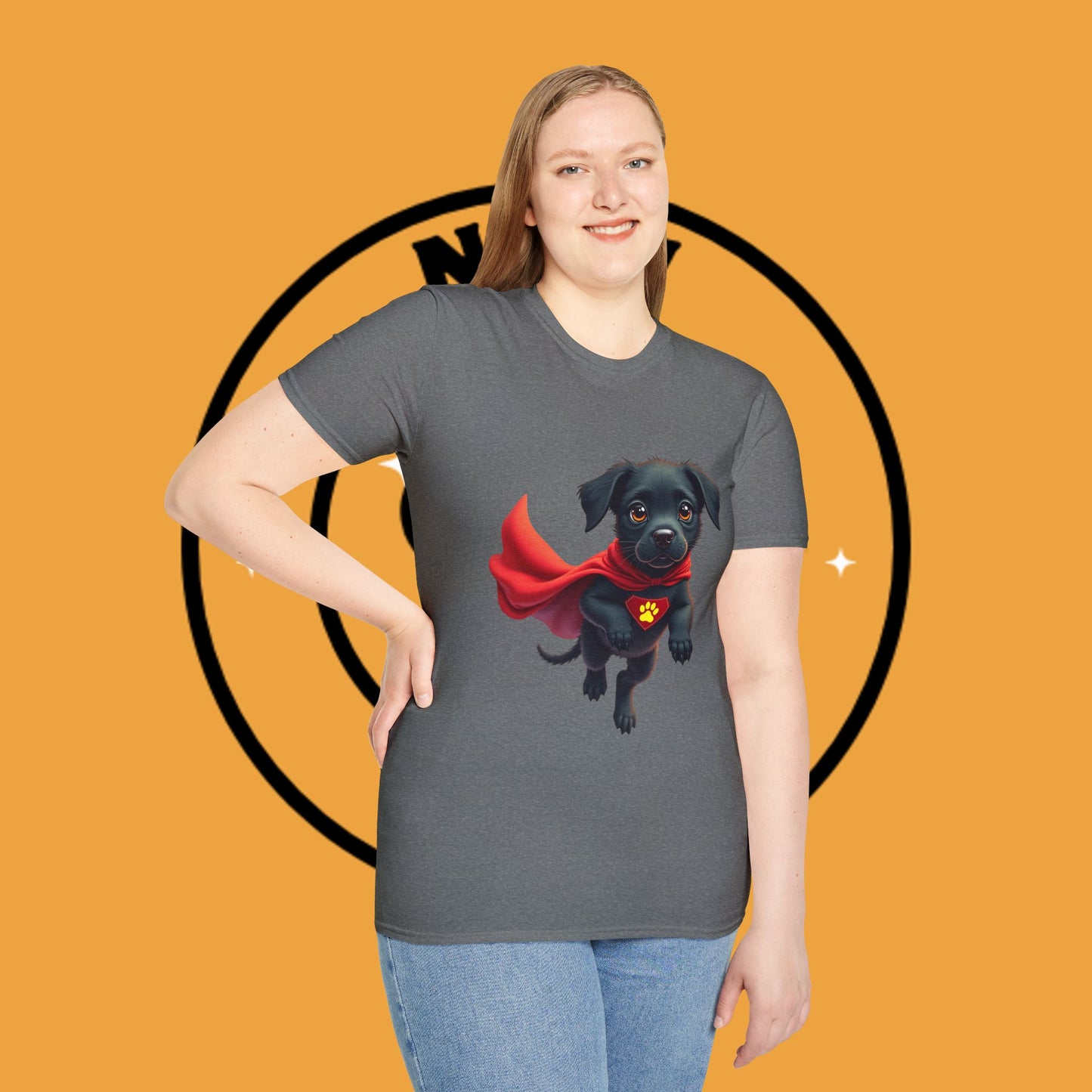 Superhero Retriever Puppy - Dog - Unisex T-Shirt Design Tiny Hero 🦸♂️ | Adorable Black Puppy Superhero T-Shirt for Canine Crusaders