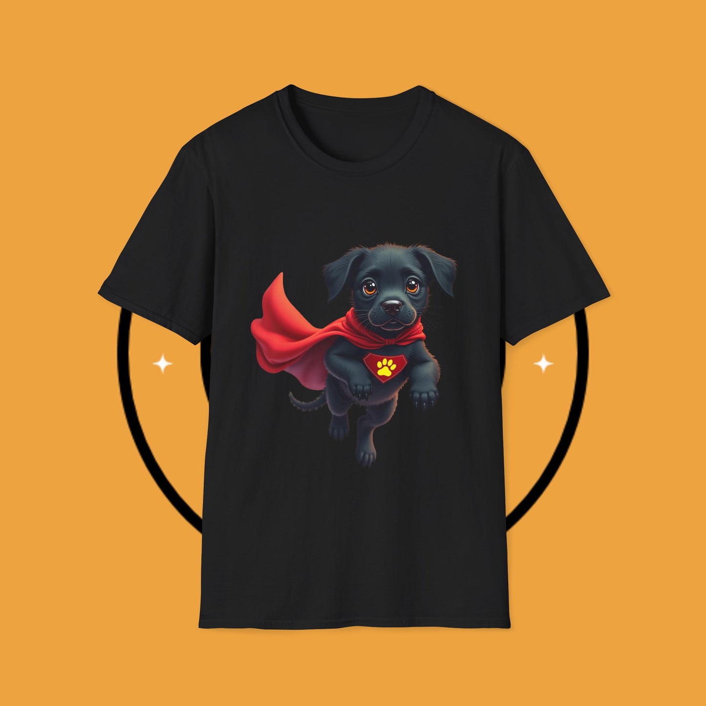 Superhero Retriever Puppy - Dog - Unisex T-Shirt Design Tiny Hero 🦸♂️ | Adorable Black Puppy Superhero T-Shirt for Canine Crusaders