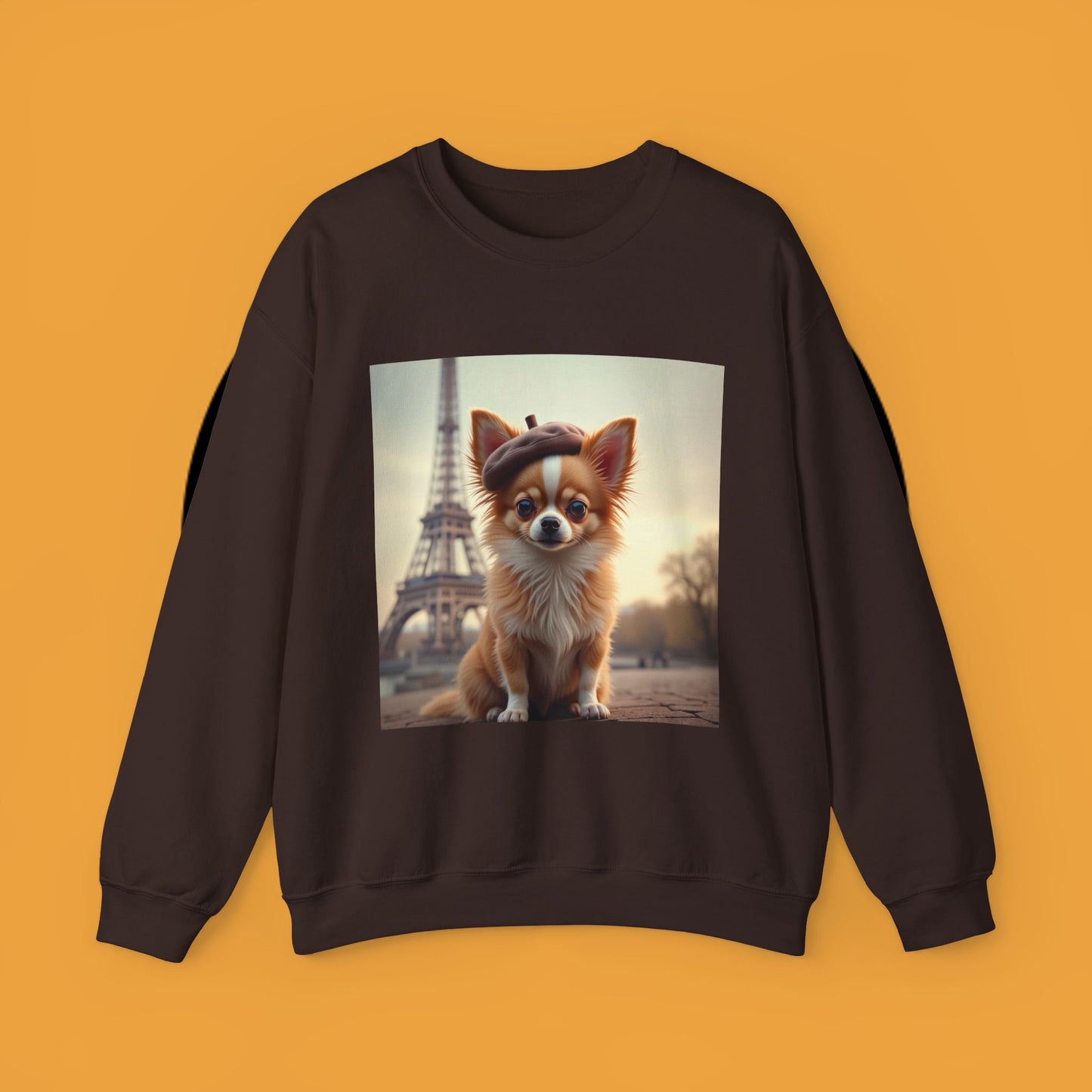 Parisian Chihuahua Beret Sweatshirt | French Dog Eiffel Tower Design | Travel Lover Gift