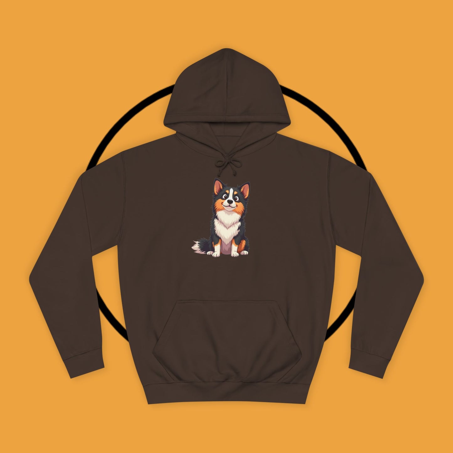 "Cute Tricolor Puppy Hoodie - Adorable Cartoon Dog Design | Kawaii Animal Streetwear for Dog Lovers"