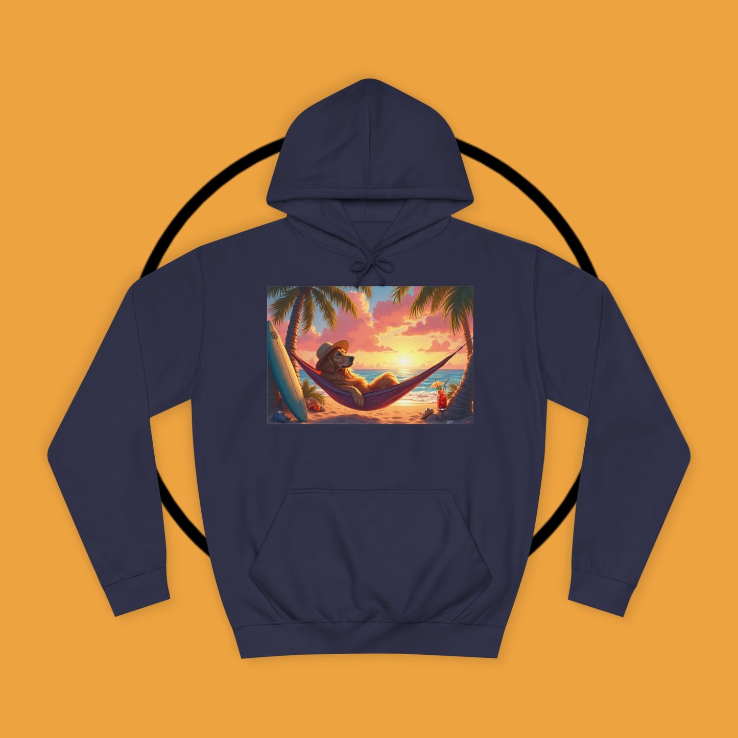 Beachside Bliss Golden Retriever Hammock Hoodie - Unisex Hoodies