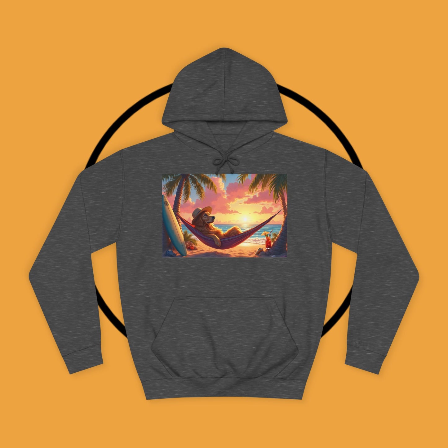 Beachside Bliss Golden Retriever Hammock Hoodie - Unisex Hoodies