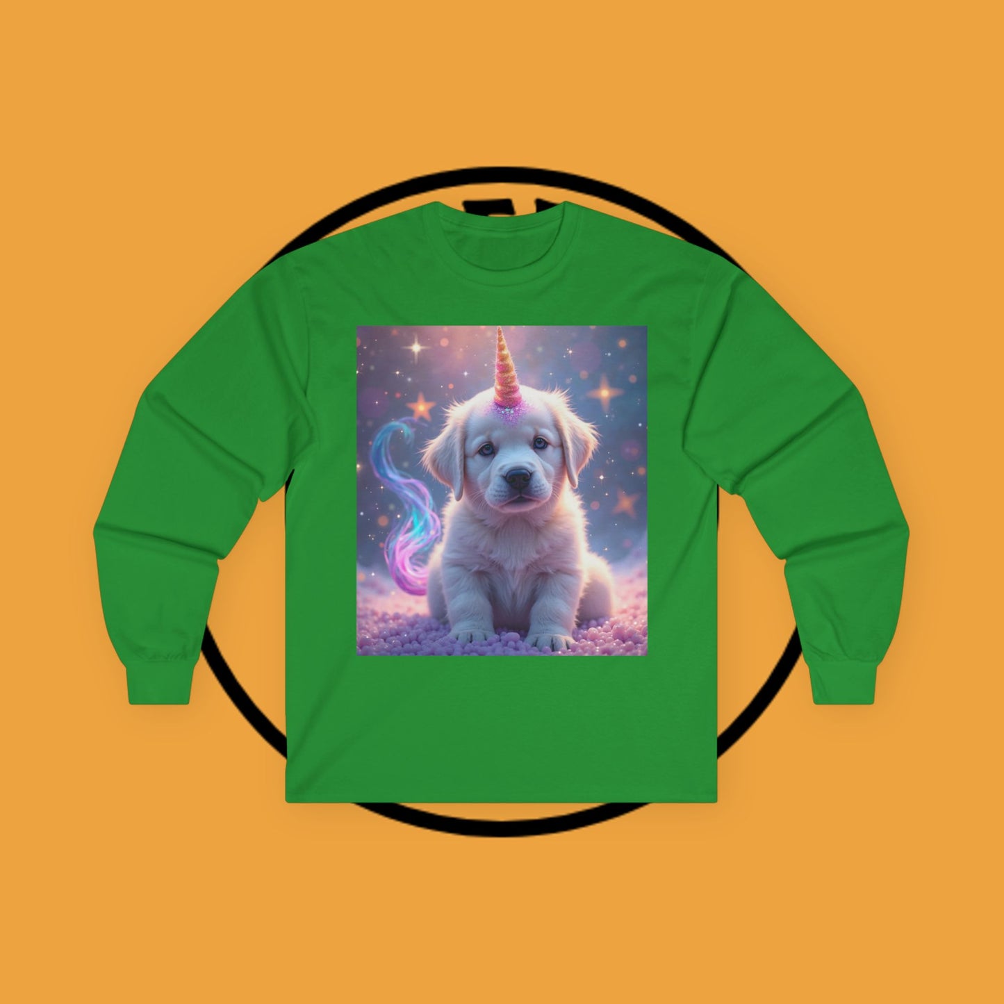 Magical Unicorn Puppy - Cosmic Fantasy Rainbow Horn Puppy Design - Unicorn Puppy with Sparkly Horn and Magic Tail - Long Sleeve T-Shirt for Fantasy Lovers π¦β¨