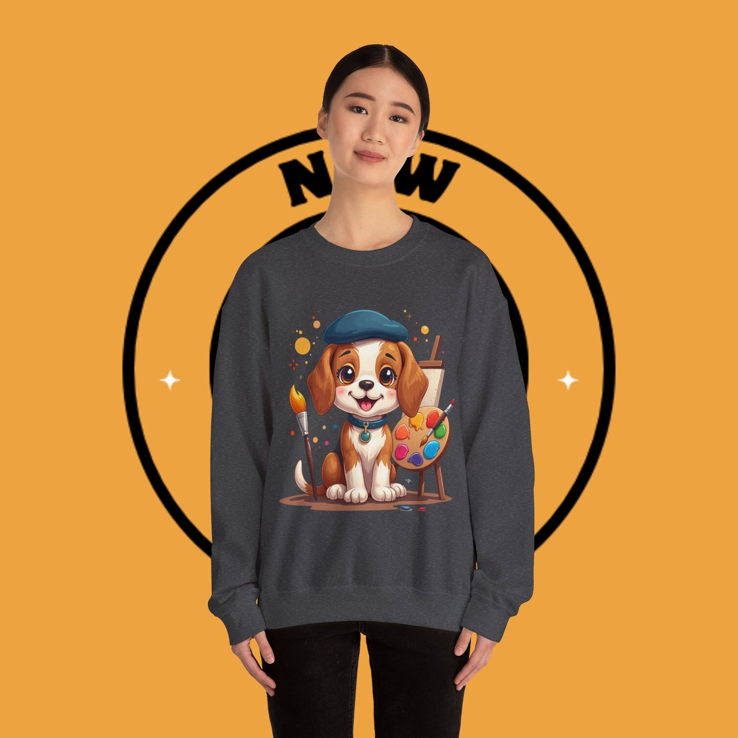 Dog Lover Crewneck Sweatshirt - Beagle Artista π¨ ARTIST BEAGLE SWEATSHIRT - UNLEASH YOUR CREATIVITY! π¨
