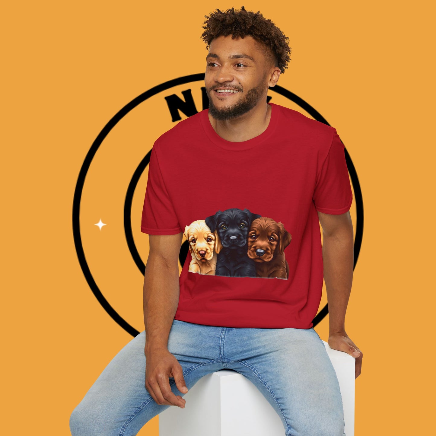 3 Adorable Retrievers Puppys - Dog - Unisex T-Shirt Design "Retriever Squad ๐พ | Trio of Cuteness T-Shirt for Dog Devotees"