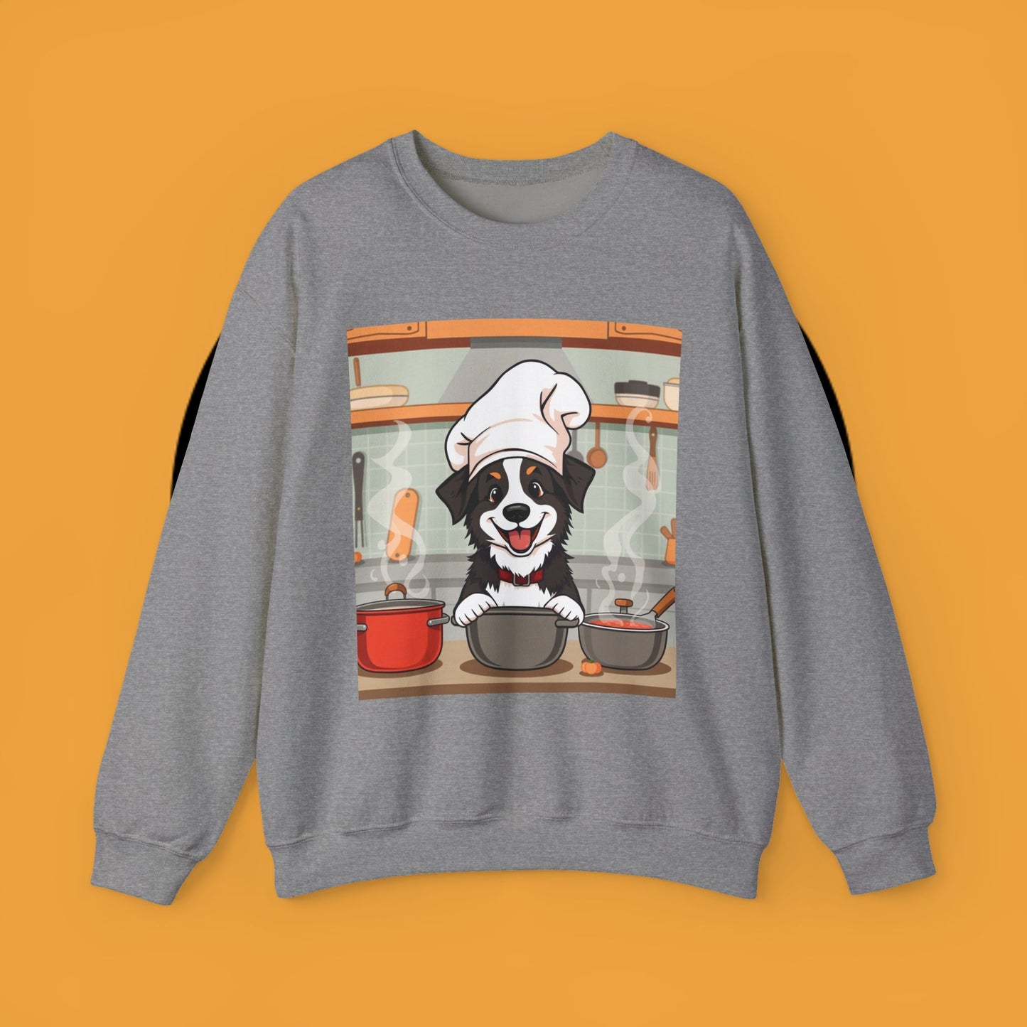 Chef Dog Crewneck Sweatshirt - Cute Puppy Cook with Chef Hat Kitchen Design | Culinary Lover Gift