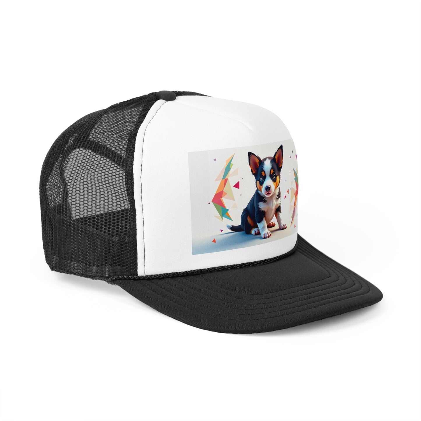 Geometric Puppy Trucker Hat - Modern Art Dog Cap - Abstract Design Baseball Hat