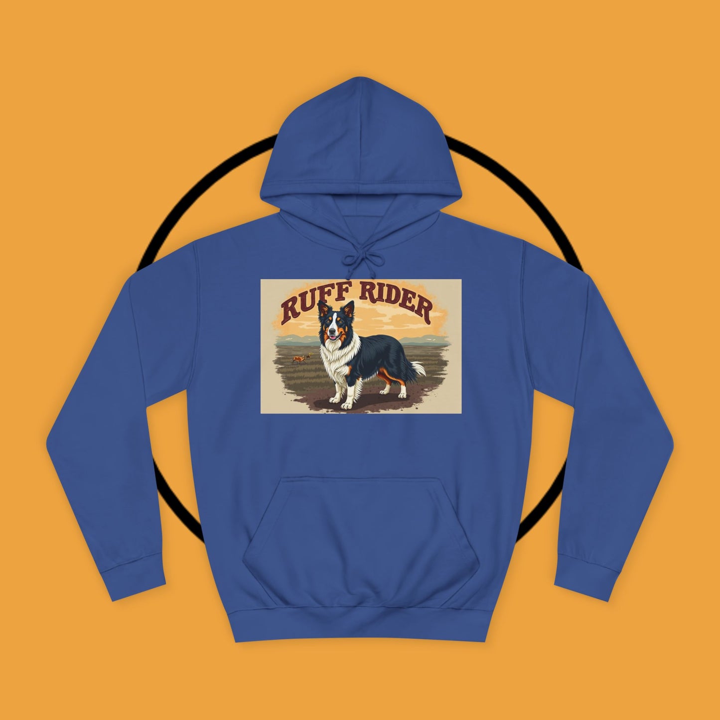 "Ruff Rider Border Collie Hoodie - Vintage Western Dog Lover Sweatshirt | Premium Quality Comfort Wear"