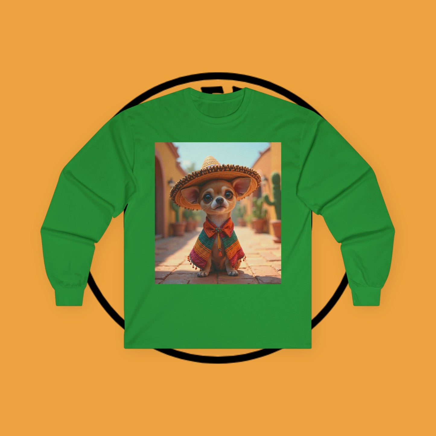 Mariachi Chihuahua Long Sleeve Tee - Authentic Mexican Fiesta Design