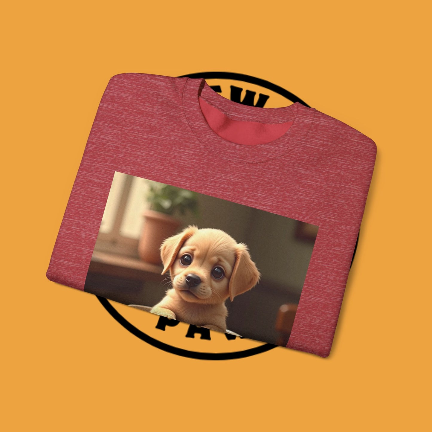 Unisex Dog Lover Crewneck Sweatshirt - Teacup Puppy: Adorable Yellow Lab in Coffee Cup