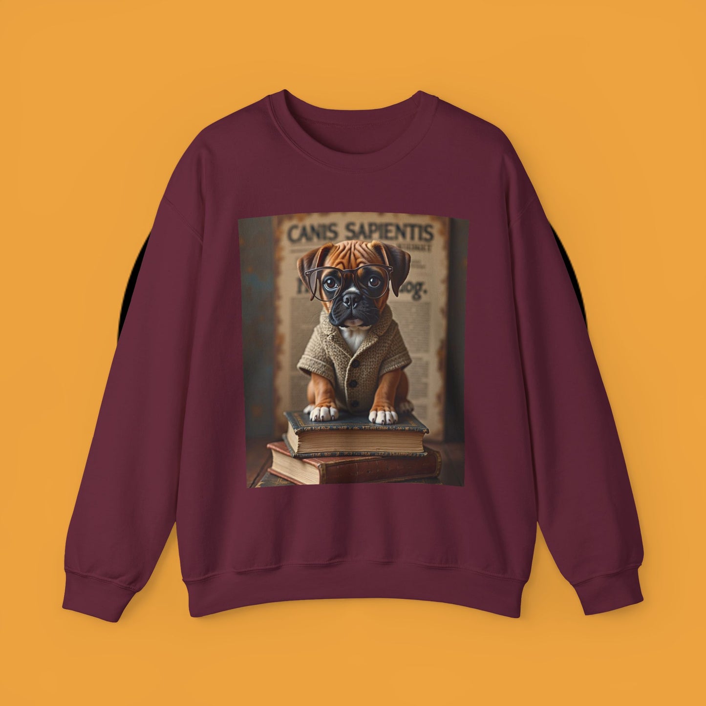 Professor Puppy Glasses Crewneck Sweatshirt - Scholarly Dog Design - Academic Pet Lover Gift