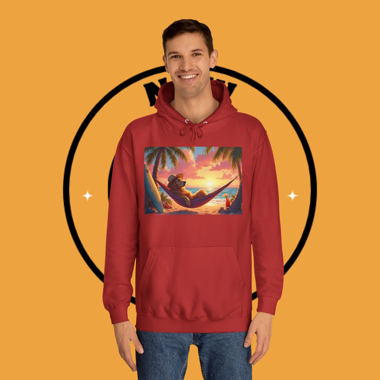 Beachside Bliss Golden Retriever Hammock Hoodie - Unisex Hoodies