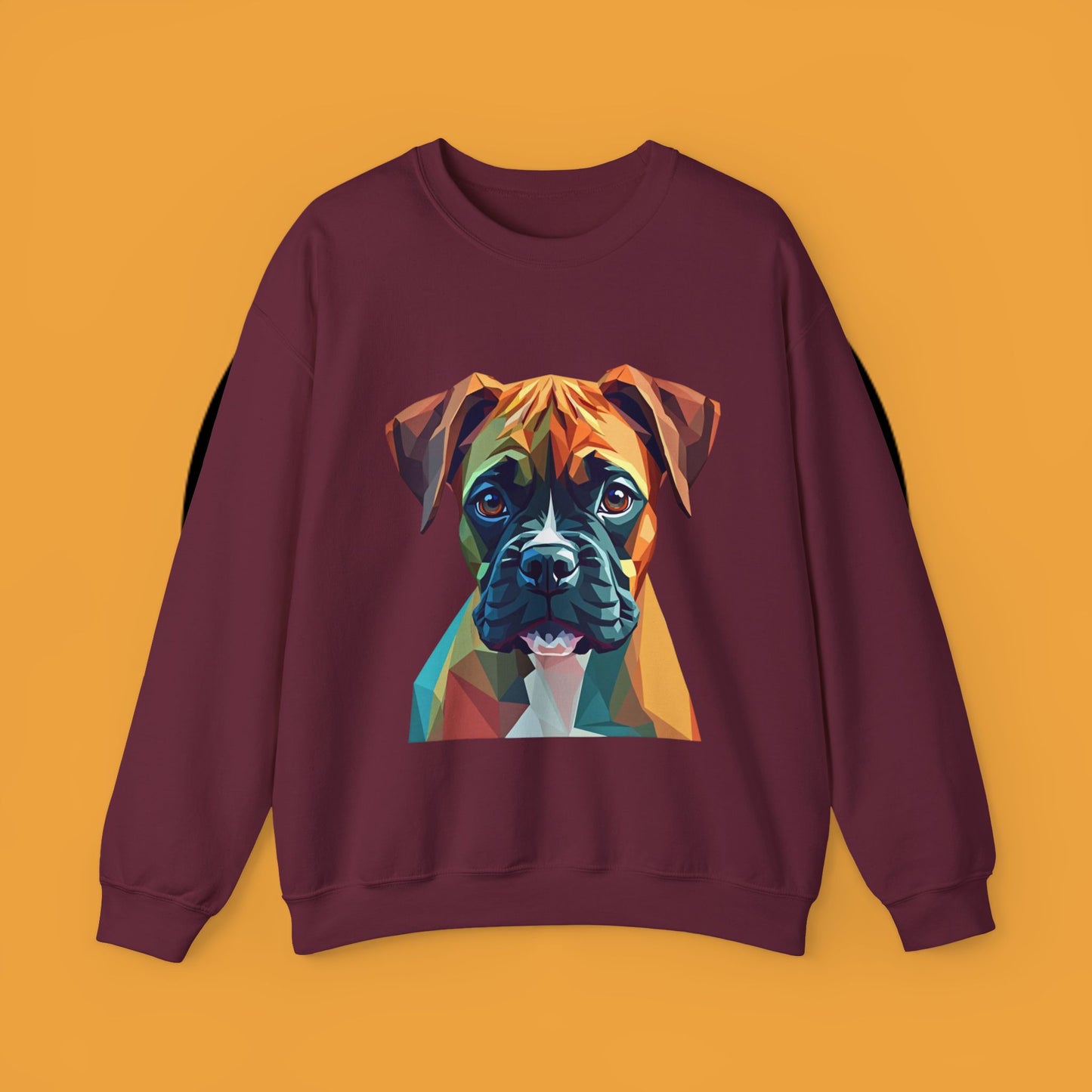 Geometric Boxer Dog Crewneck Sweatshirt - Polygon Art Pet Portrait - Modern Design Lover Gift