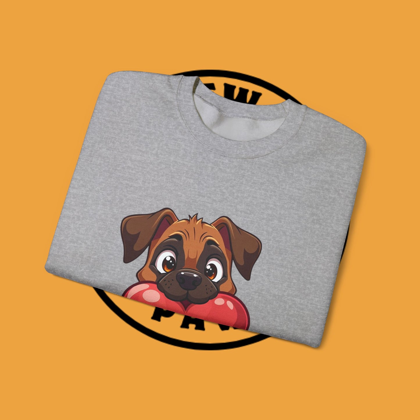 Adorable Puppy Love Heart Crewneck Sweatshirt - Perfect Gift for Dog Lovers