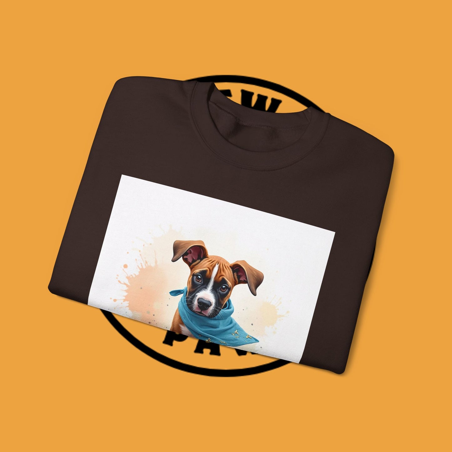 Watercolor Puppy Bandana Crewneck Sweatshirt - Artistic Dog Portrait - Unique Pet Lover Gift