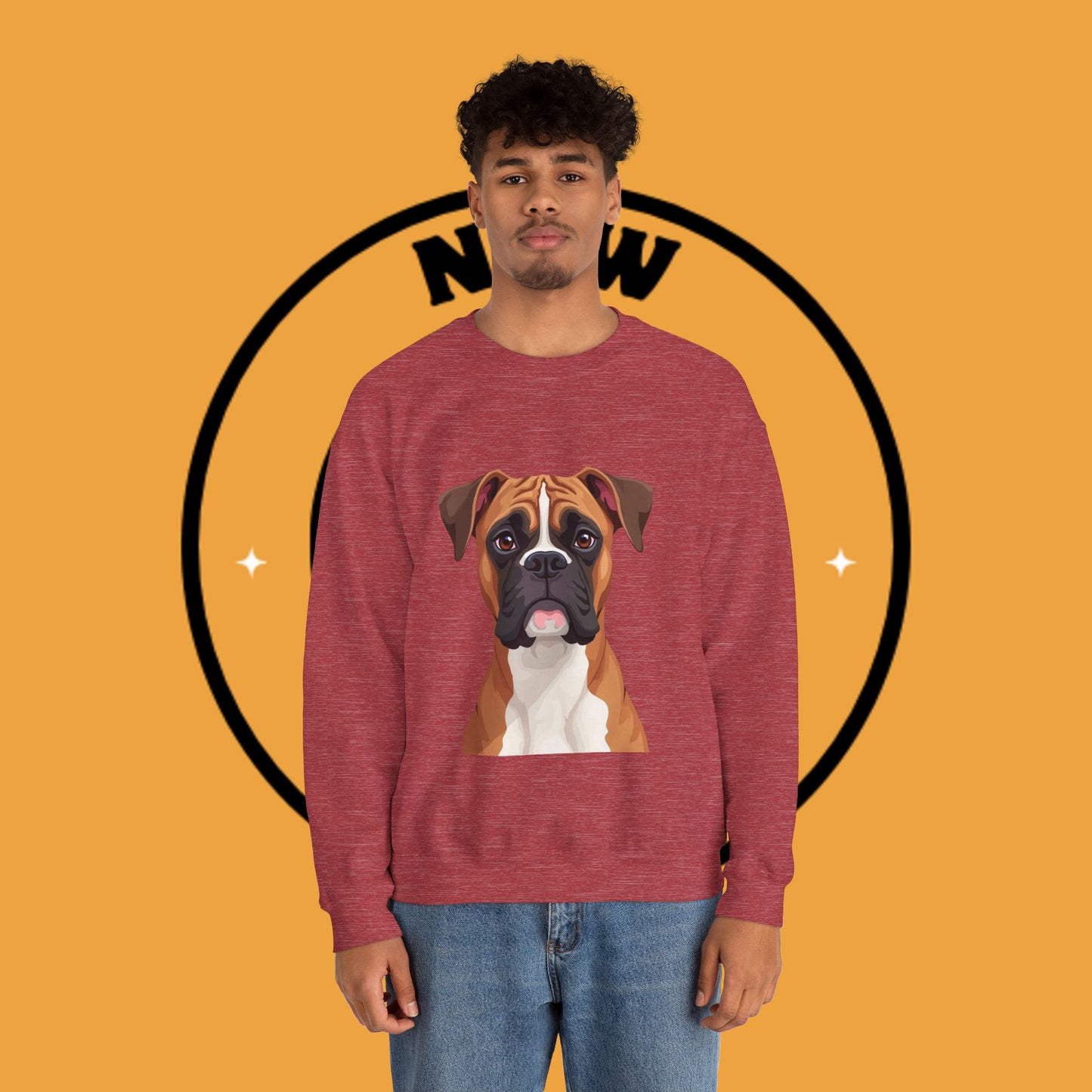 Classic Boxer Dog Portrait Crewneck Sweatshirt | Elegant Dog Lover Gift | Minimalist Boxer Art