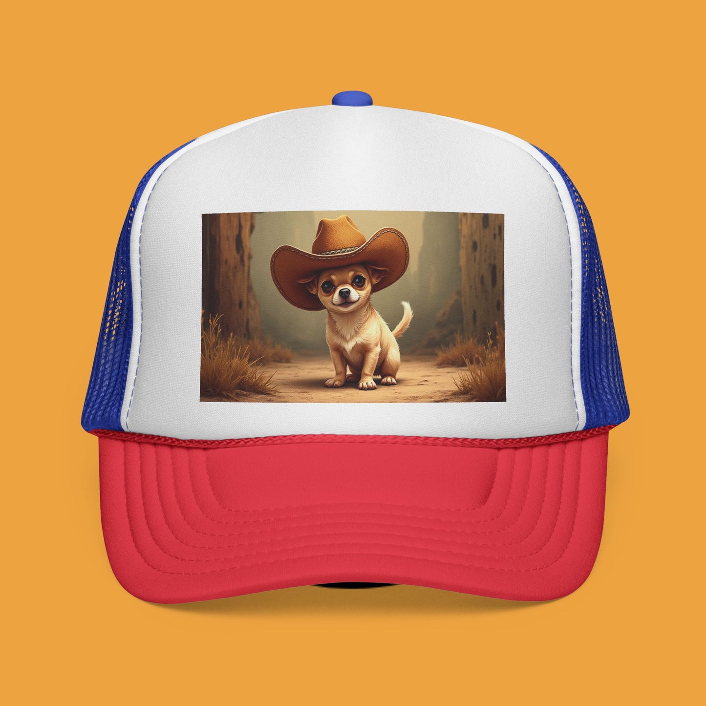 Cowboy Chihuahua Trucker Hat - Western Style Mesh Cap | Funny Dog Lover Gift with Adjustable Snapback
