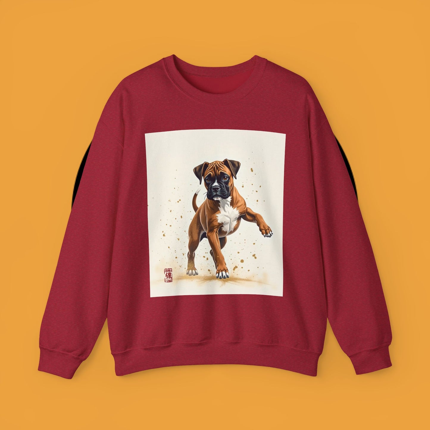 Running Boxer Puppy Crewneck Sweatshirt | Artistic Dog Lover Gift | Dynamic Movement Design