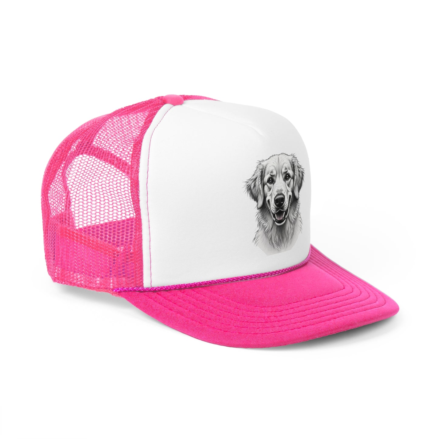 Happy Dog Trucker Cap Black and White - Realistic Sketch Art Design - Unisex Classic Cap
