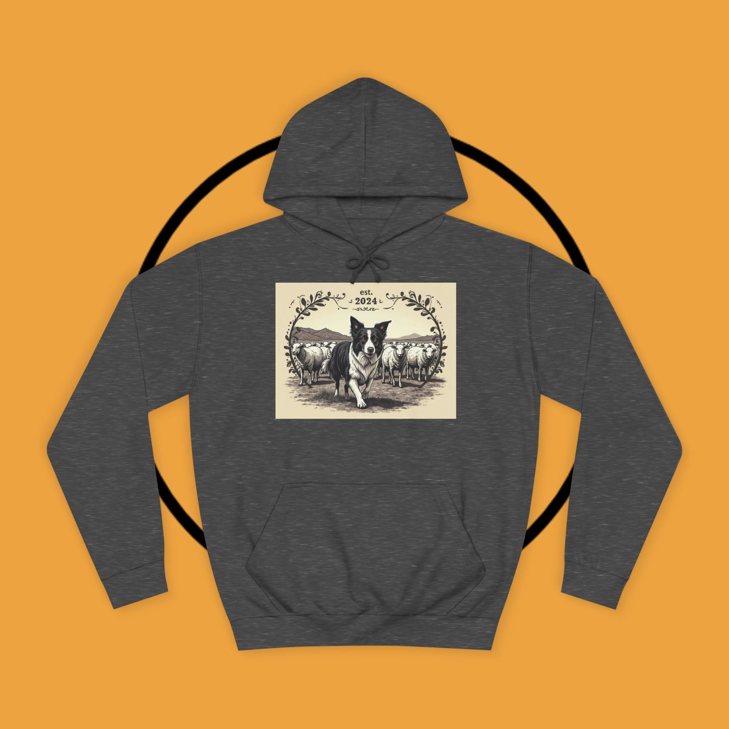"Border Collie Sheep Herding Hoodie - Vintage Farm Life Est. 2024 Sweatshirt | Premium Pastoral Dog Design"