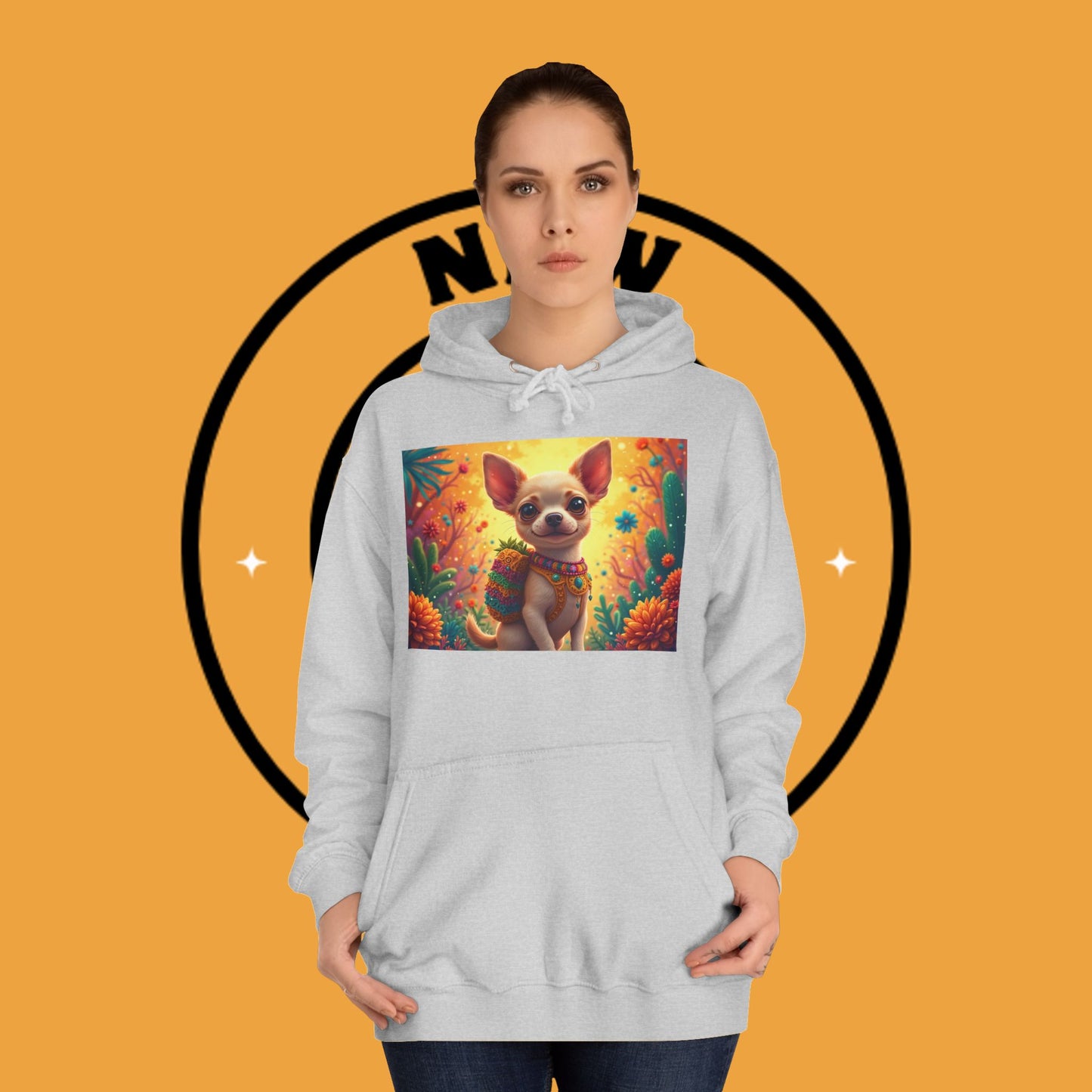 "Mexican Fiesta Chihuahua Hoodie | Day of Dead Dog Art | Colorful Desert Cactus Design | Cinco de Mayo Gift"