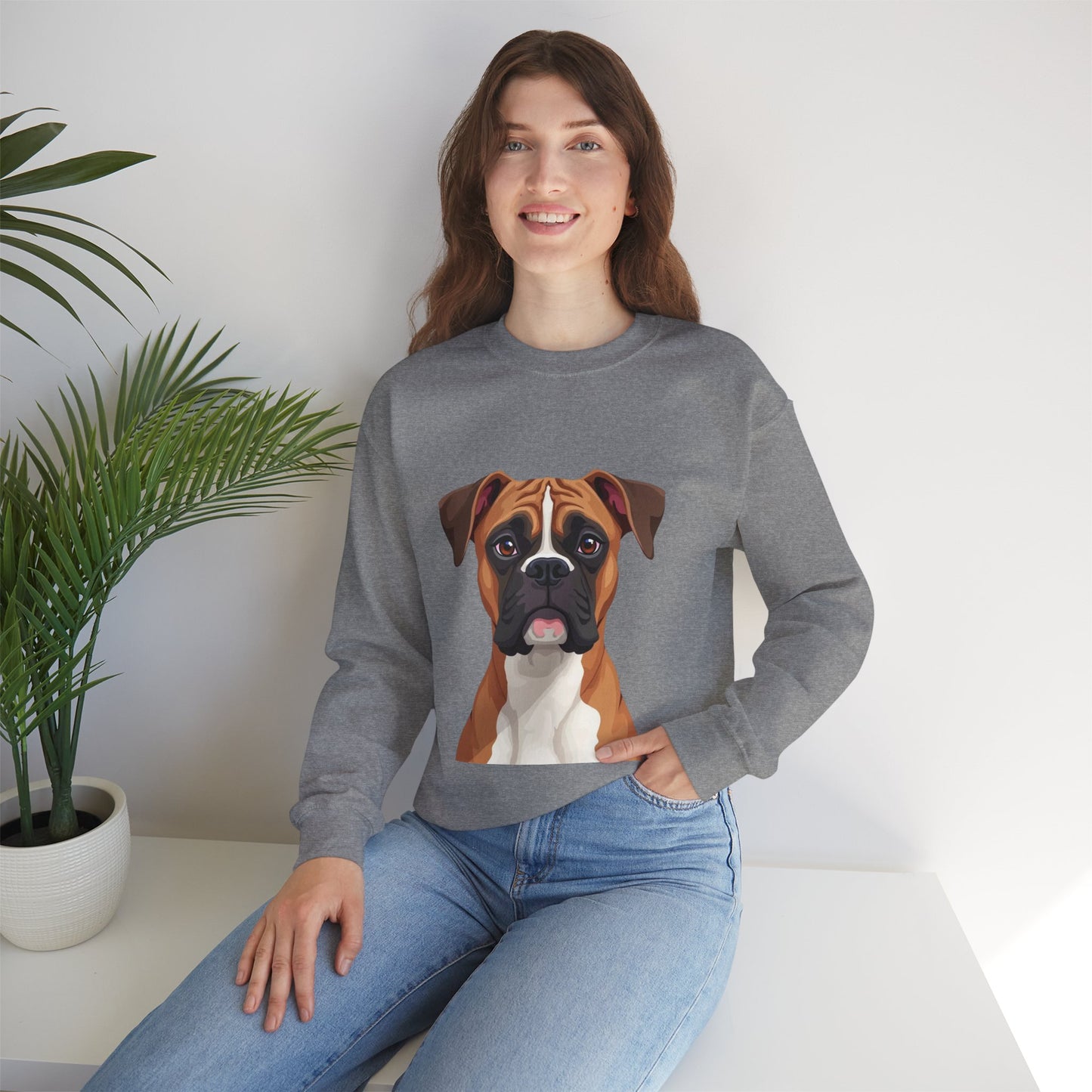 Classic Boxer Dog Portrait Crewneck Sweatshirt | Elegant Dog Lover Gift | Minimalist Boxer Art