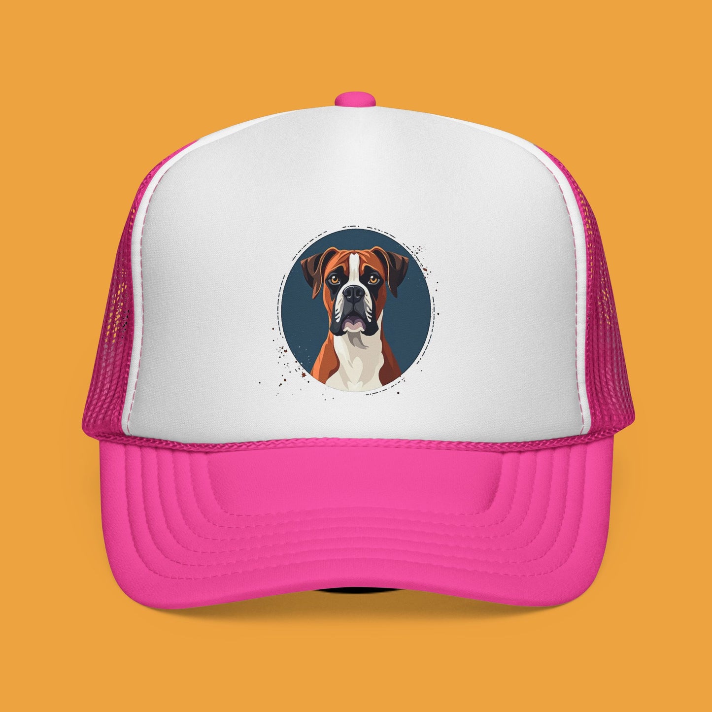 Premium Boxer Dog Trucker Hat - Artistic Pet Portrait Cap
