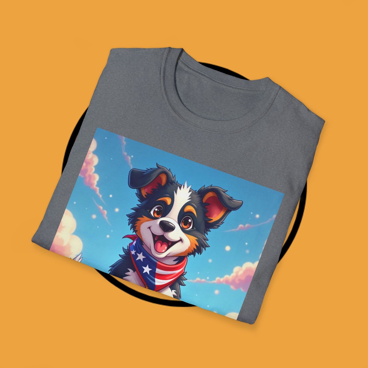 "All-American Champion Puppy" - Patriotic Hero Dog T-Shirt - Patriotic Puppy Dog T-Shirt - American Flag Bandana Champion Dog Tee | USA Pride Pet Lover Gift