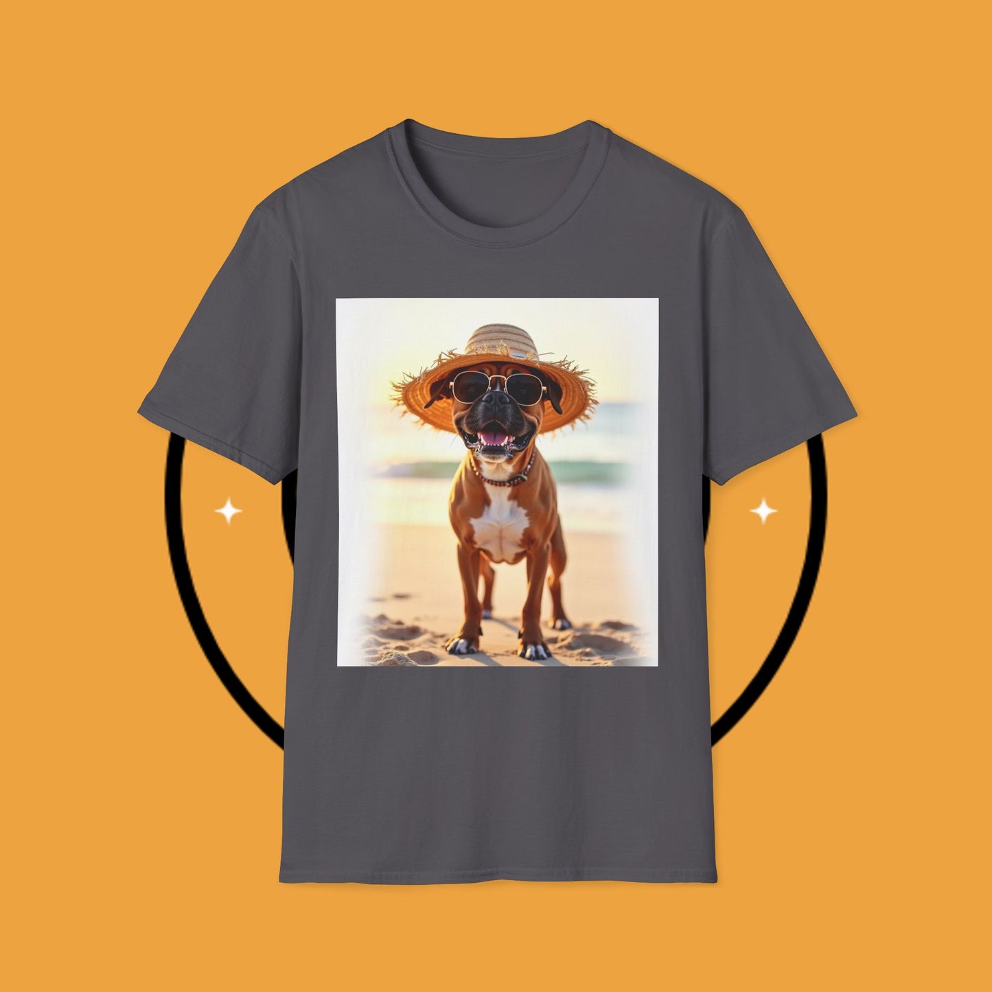 "Vacation Boxer Beach Vibes" Premium Summer T-Shirt / Beach Boxer Dog T-Shirt - Vacation Vibes Summer Pup Tee