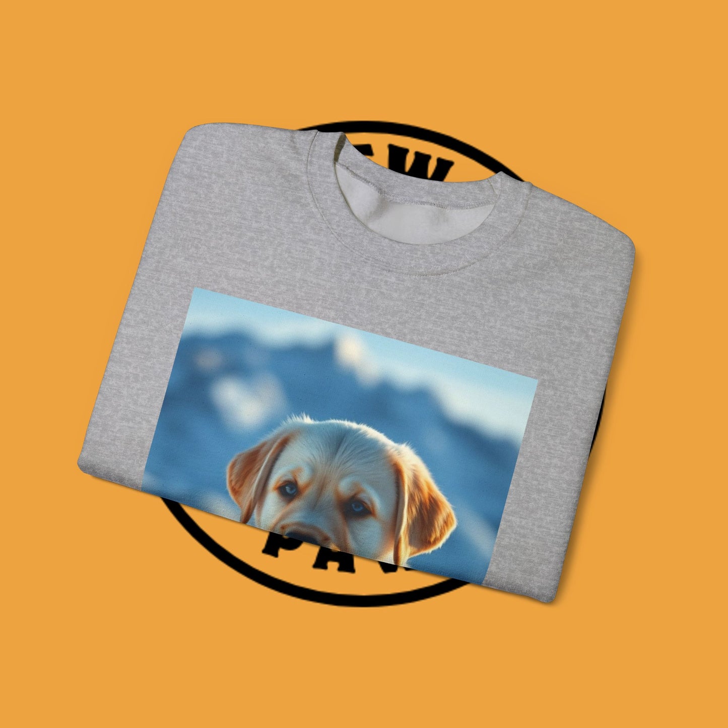 Crewneck Sweatshirt - Cute Labrador Puppy with Blue Eyes - Adorable Dog Portrait in Snow