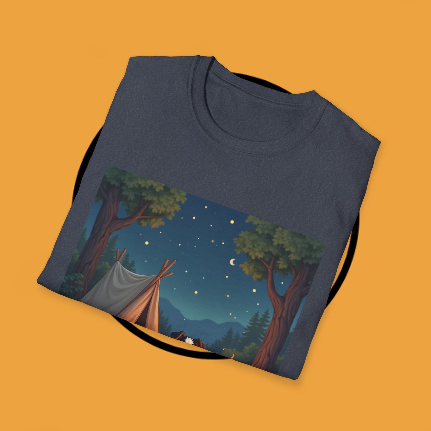 "Camping Adventure Border Collie" - Outdoor Adventure Dog T-Shirt - Border Collie Camping T-Shirt - Outdoor Adventure Dog Under Stars Tee | Nature Lover Pet Gift