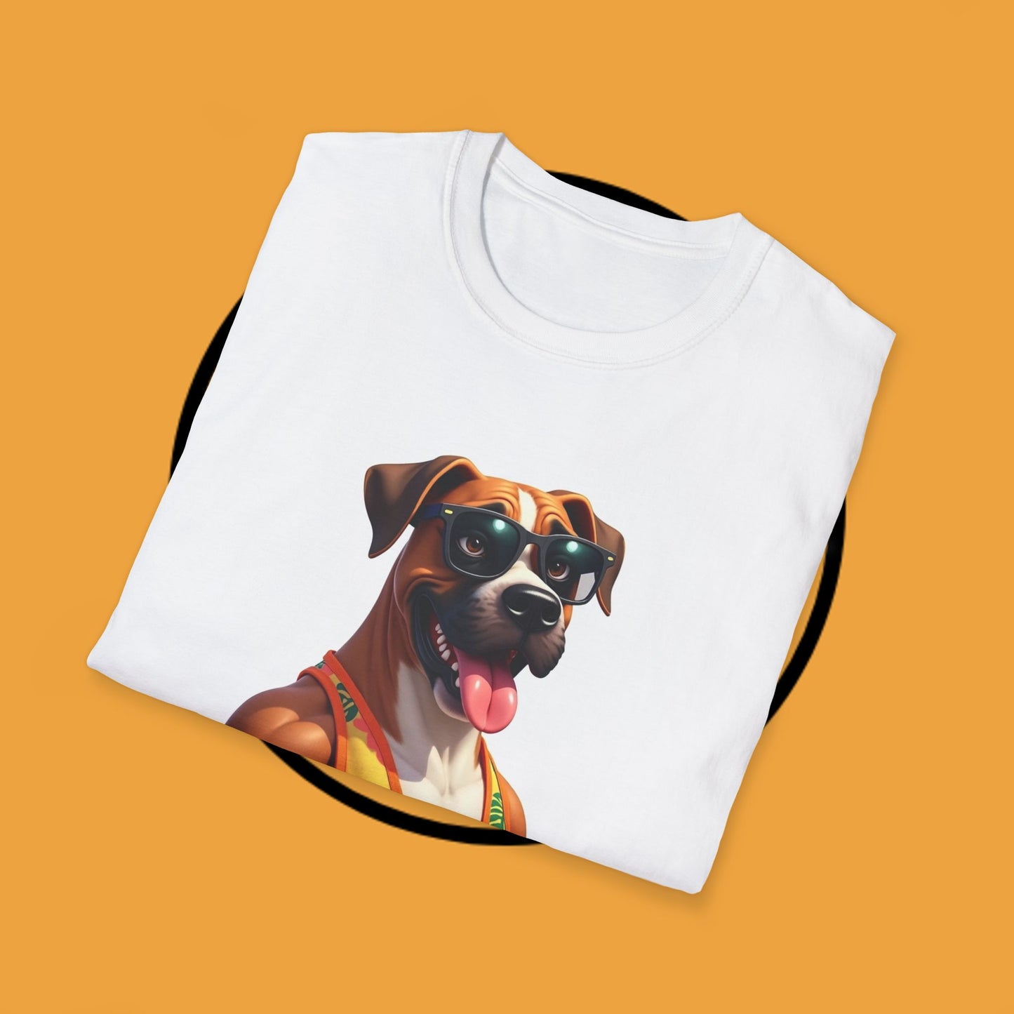 "Buff Beach Boxer" Summer Vacation T-Shirt / Buff Boxer Dog T-Shirt - Funny Muscular Beach Dog Tee