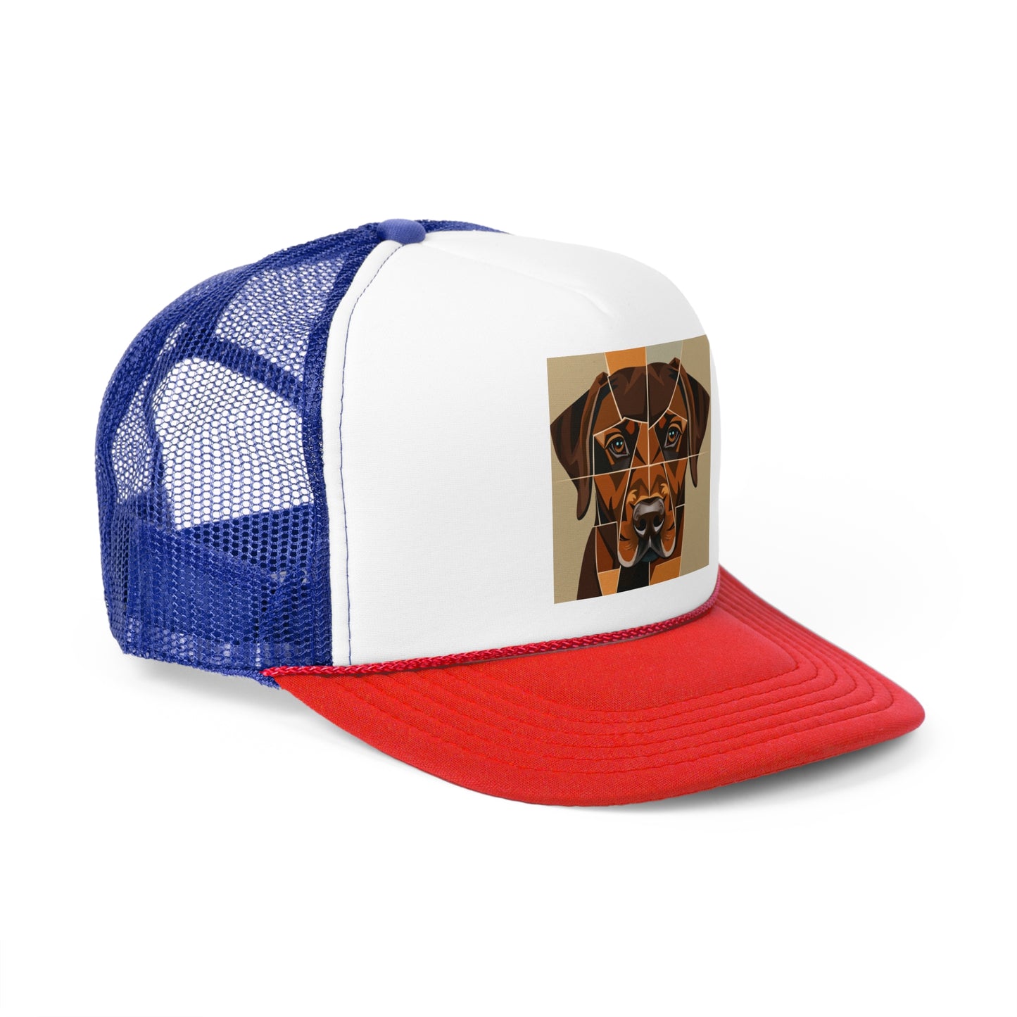 Geometric Dog Trucker Cap - Modern Low Poly Art Design - Unisex Minimalist Cap