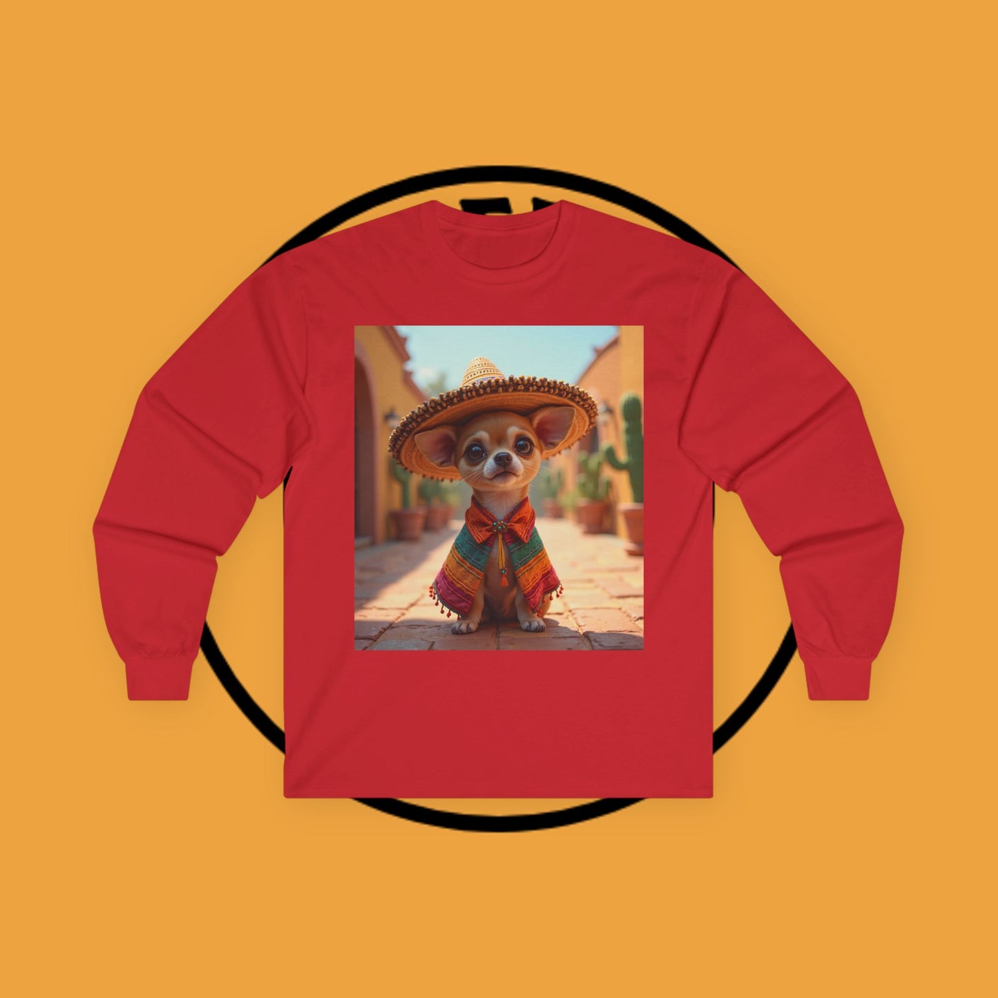 Mariachi Chihuahua Long Sleeve Tee - Authentic Mexican Fiesta Design